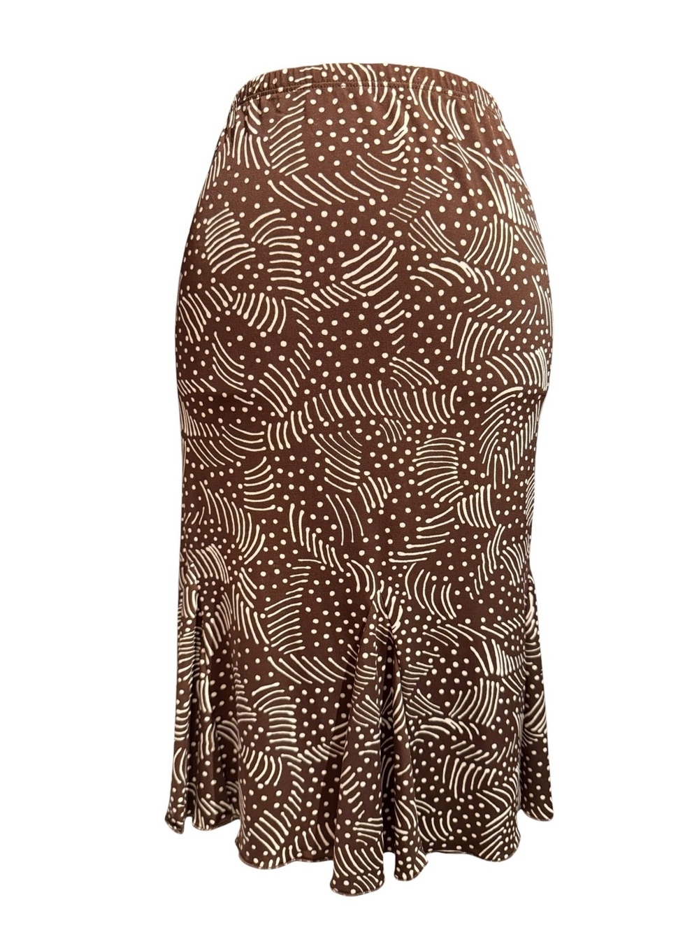 Briggs New York Brown and Cream Stretch Midi Skirt